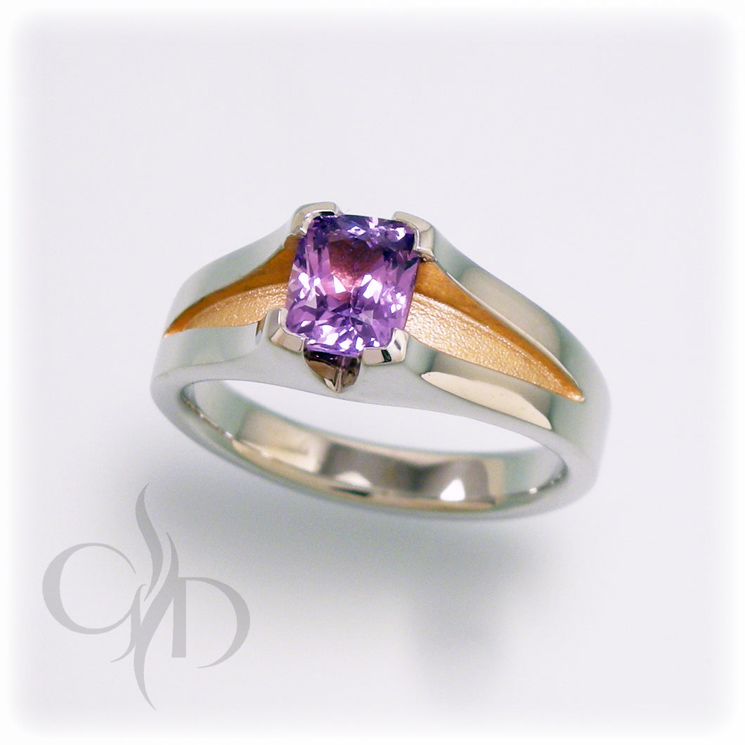 18k white gold ring with Sri Lanka purple sapphire